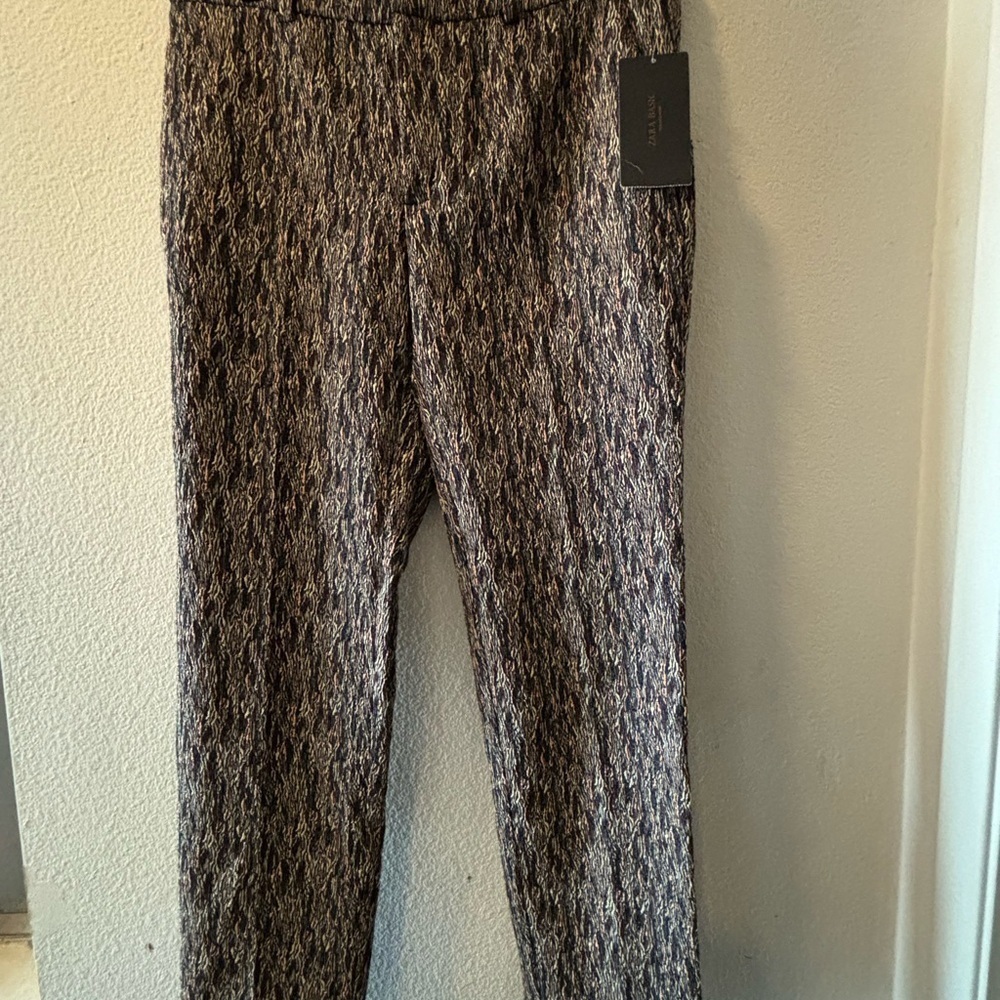 Zara Black with Multi color accents Straight Leg Pants
